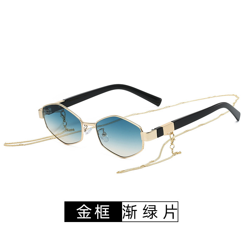 复古个性链条墨镜女轻奢风新款金属眼镜跨境欧美网红潮时尚太阳镜|undefined