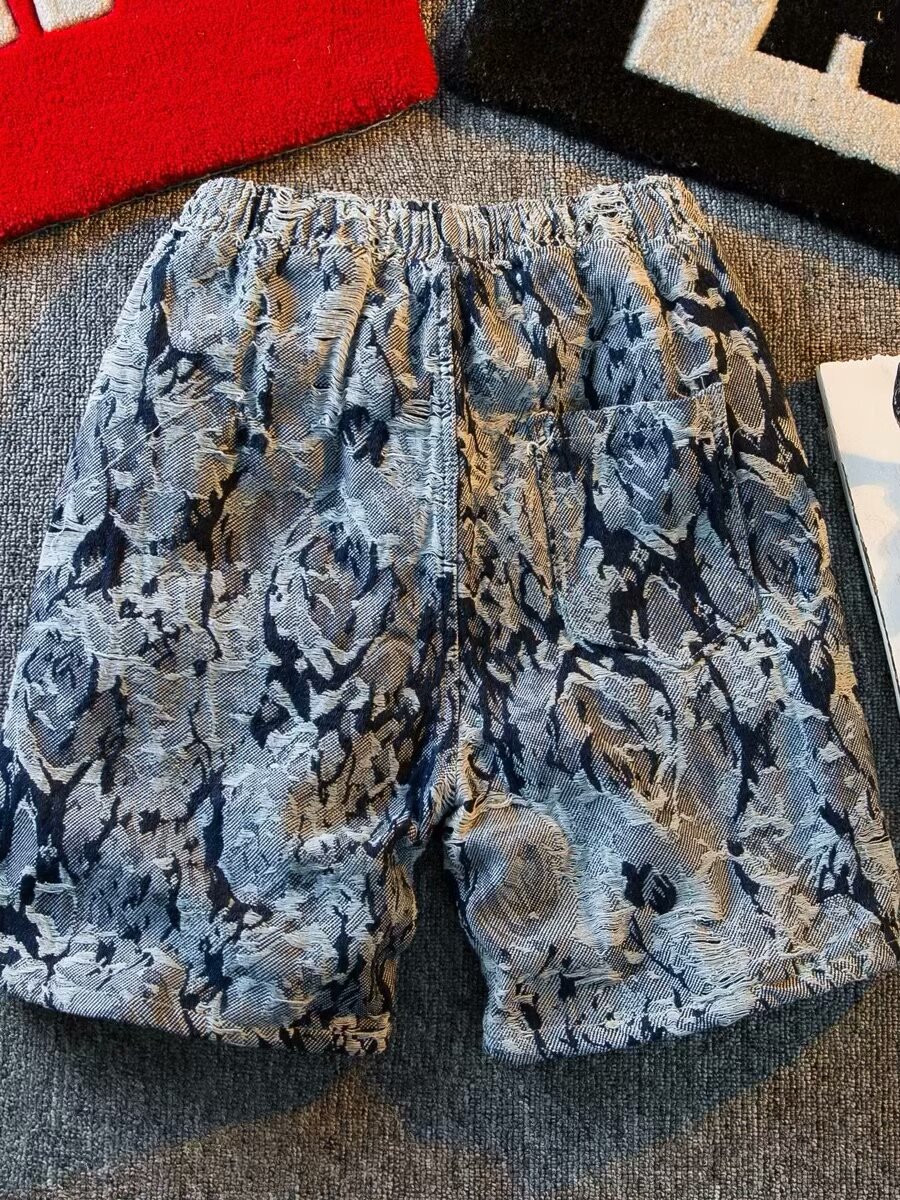 Summer Thin Large Size Denim For Men, Distressed Slim Straight Youth Five-Point Mid-Length Casual Shorts_voghion.com