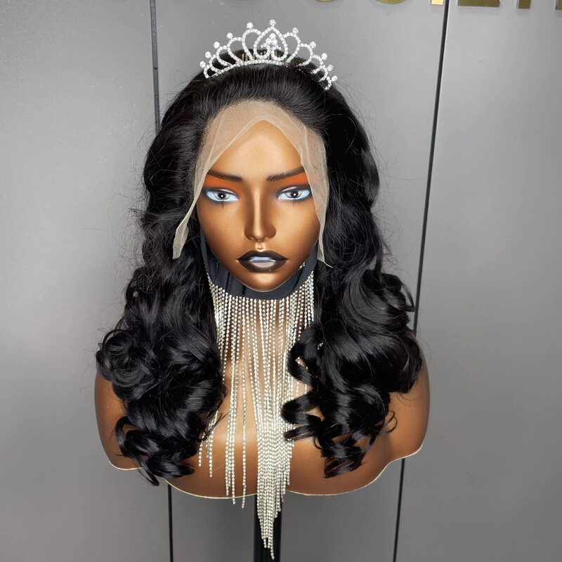 Factory Wholesale Black Multi-Color Lace Front Wig 13X4 High-Definition Imitation Human Hair Lace Front Wig Black