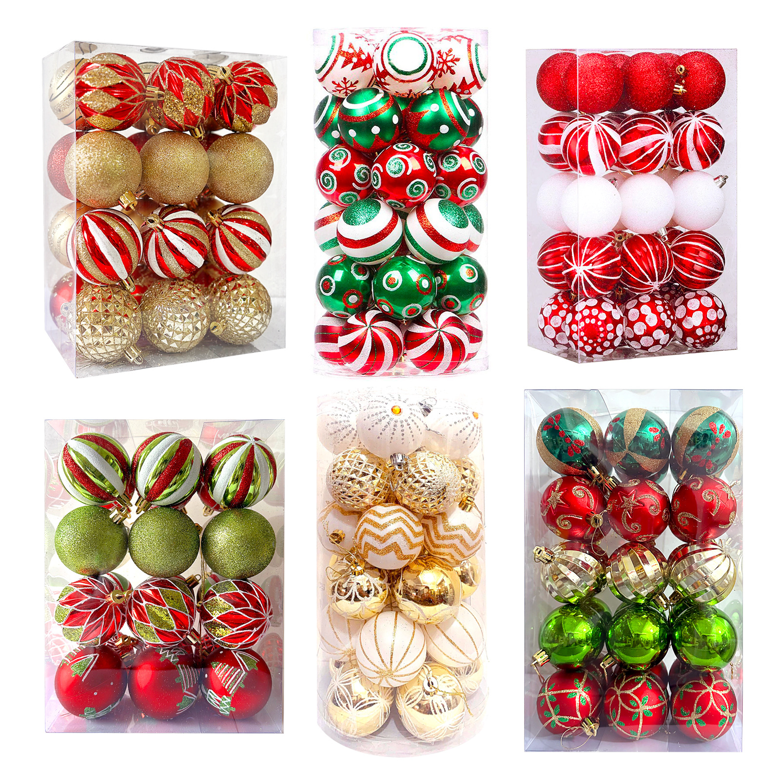 アマゾンクリスマス装飾用品6cm異形メッキプラスチックボール彩色クリスマスボールセットボールペンダント