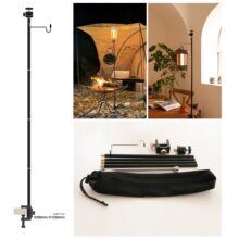 露营野营装备用品,7075铝合金挂架桌面地插支撑折叠户外灯杆灯架