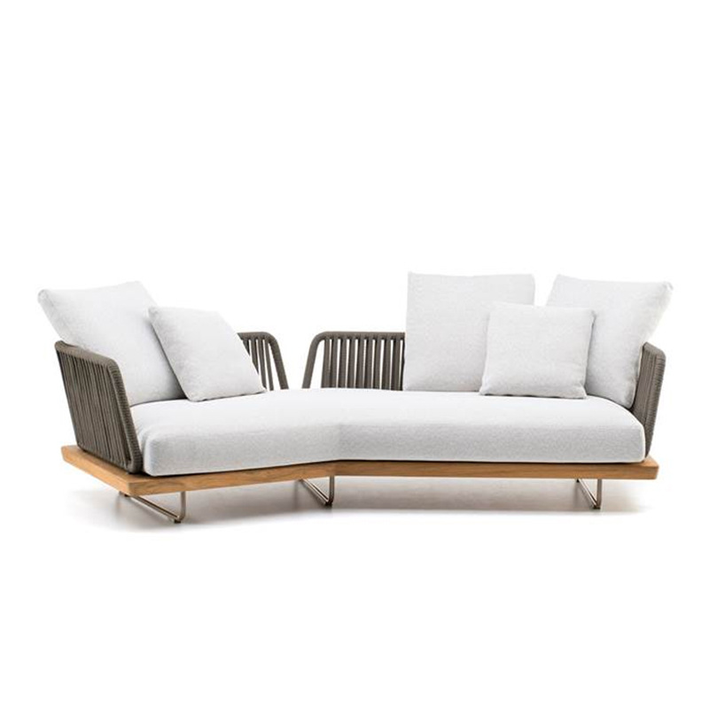 Sofá al aire libre anti-solar impermeable patio silla de ratana terraza al aire libre jardín ratana tejida muebles de teca balcón combinación de ocio