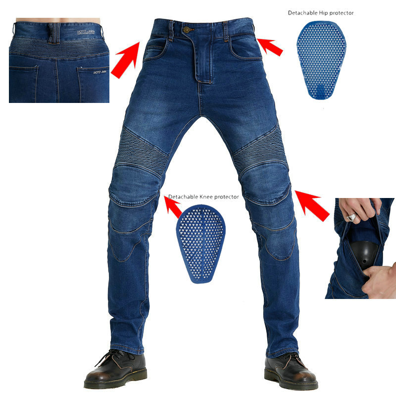Volero motocicleta carreras casual jeans sueltos cross-country motocicleta pantalones vaqueros con cubierta de silicona