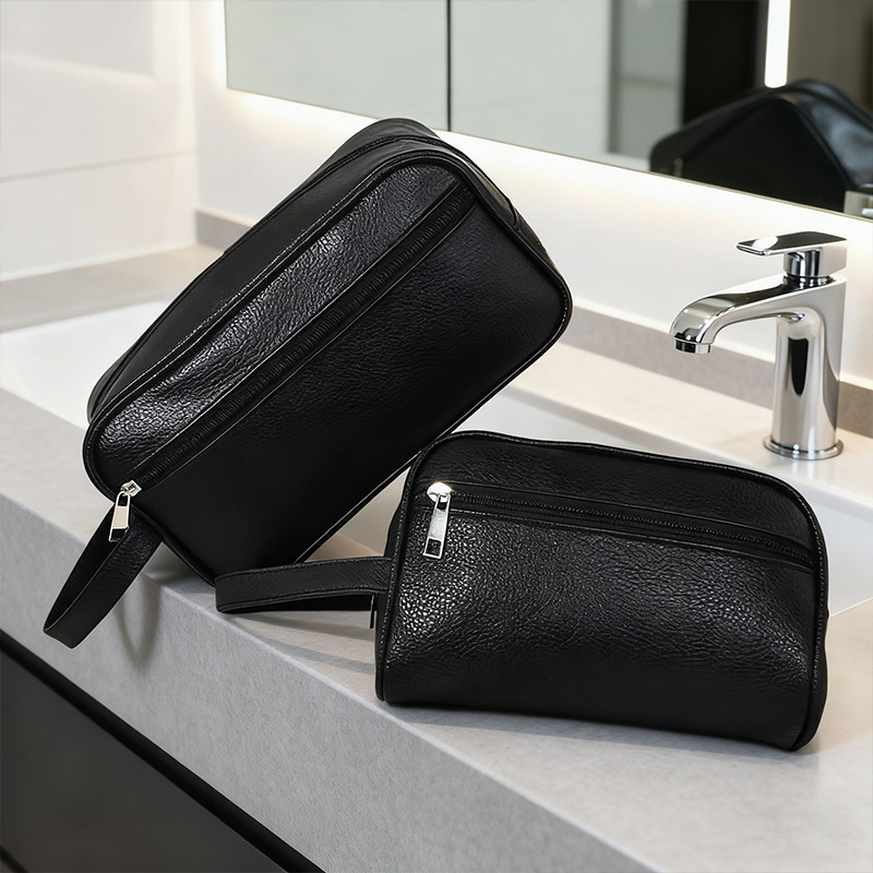 Neceser de Aseo para Hombre de Cuero PU Impermeable y Sellado para Viajes image 3
