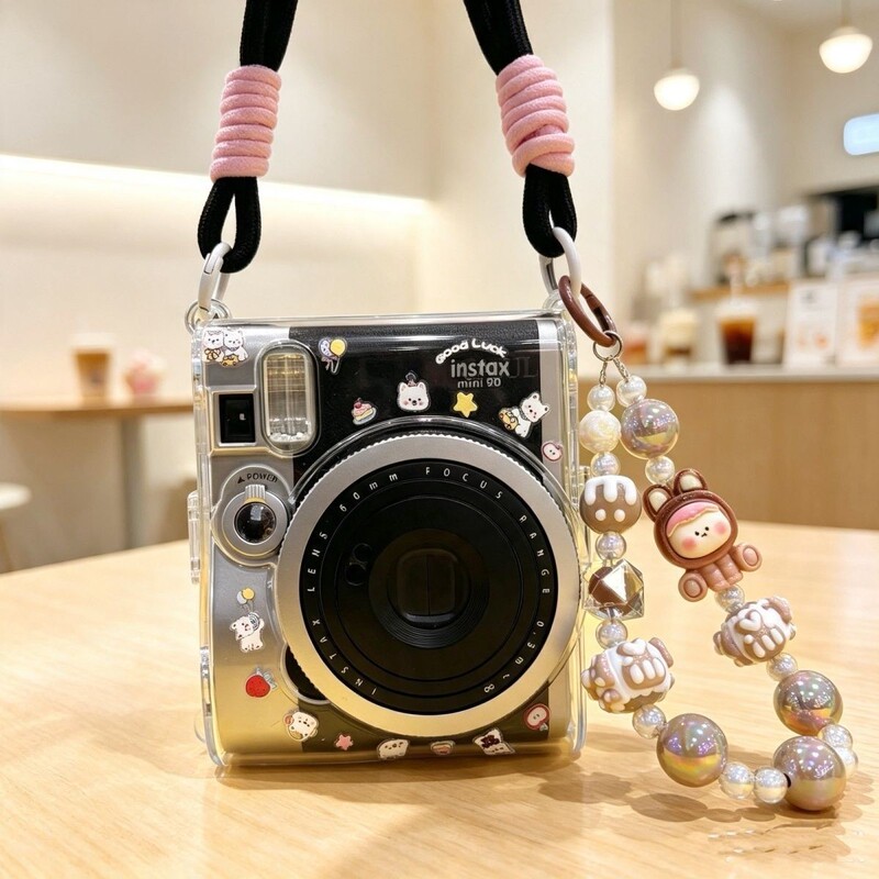 Mini90 transparent protective case for Fuji instax mini crystal camera, hard shell with transparent chain Mini90 transparent protective case for Fuji instax mini crystal camera, hard shell with transparent chain
