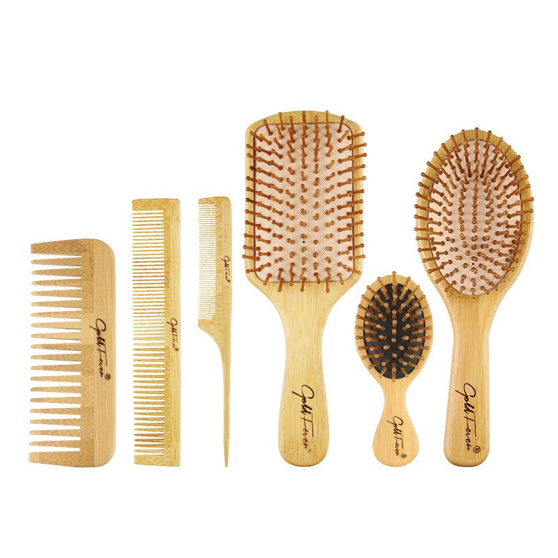 Comercio transfronterizo al por mayor hogar de bambú del pelo peine airbag masaje peine diente ancho recoger el pelo de la cola en punta peine cuidado del cabello peine del pelo traje