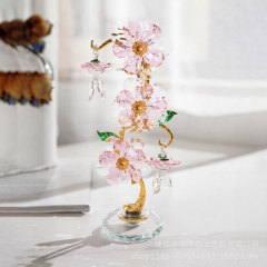 回転模擬花クリエイティブクリスタル工芸品装飾品梅の花の色の装飾小さな置物デスクトップ装飾品