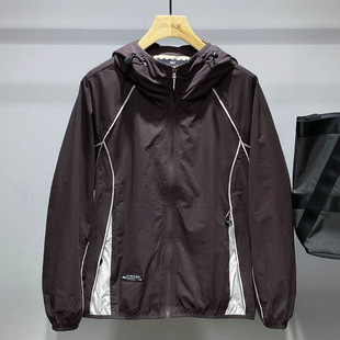 Outdoor Thin Color-Block Raglan Jacket for Men, Spring and Summer Sun Protection, Fashionable Casual Men's Jacket, Trendy Men's Outerwear