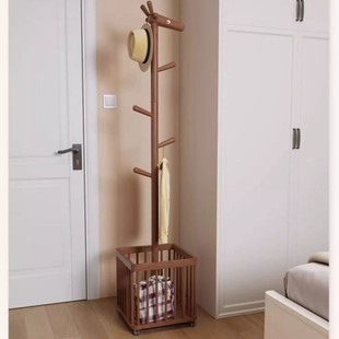 Solid Wood Deer Clothes Hanger Floor-Standing Bedroom Living Room Mobile Clothes Hanger Dirty Clothes Basket Storage Rack Creative Kidsren's Coat Rack