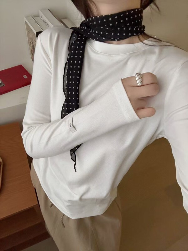 韩国潮牌egg鸡蛋家2025秋款羊毛针织打底衫T恤女软糯亲肤百搭上衣|undefined