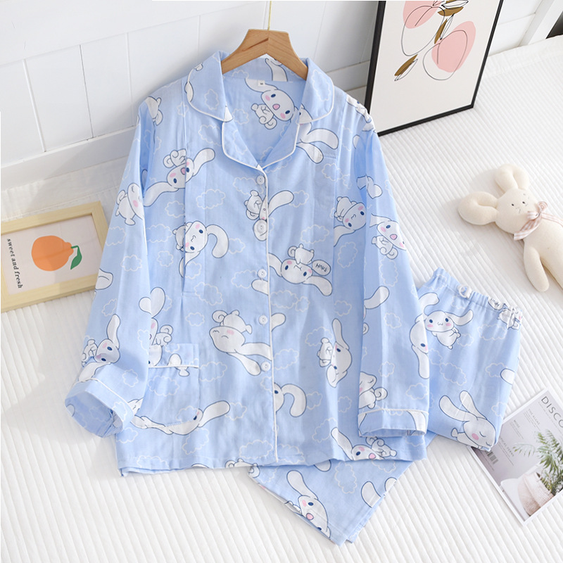 ZHYブルー大耳犬ガーゼ月子服