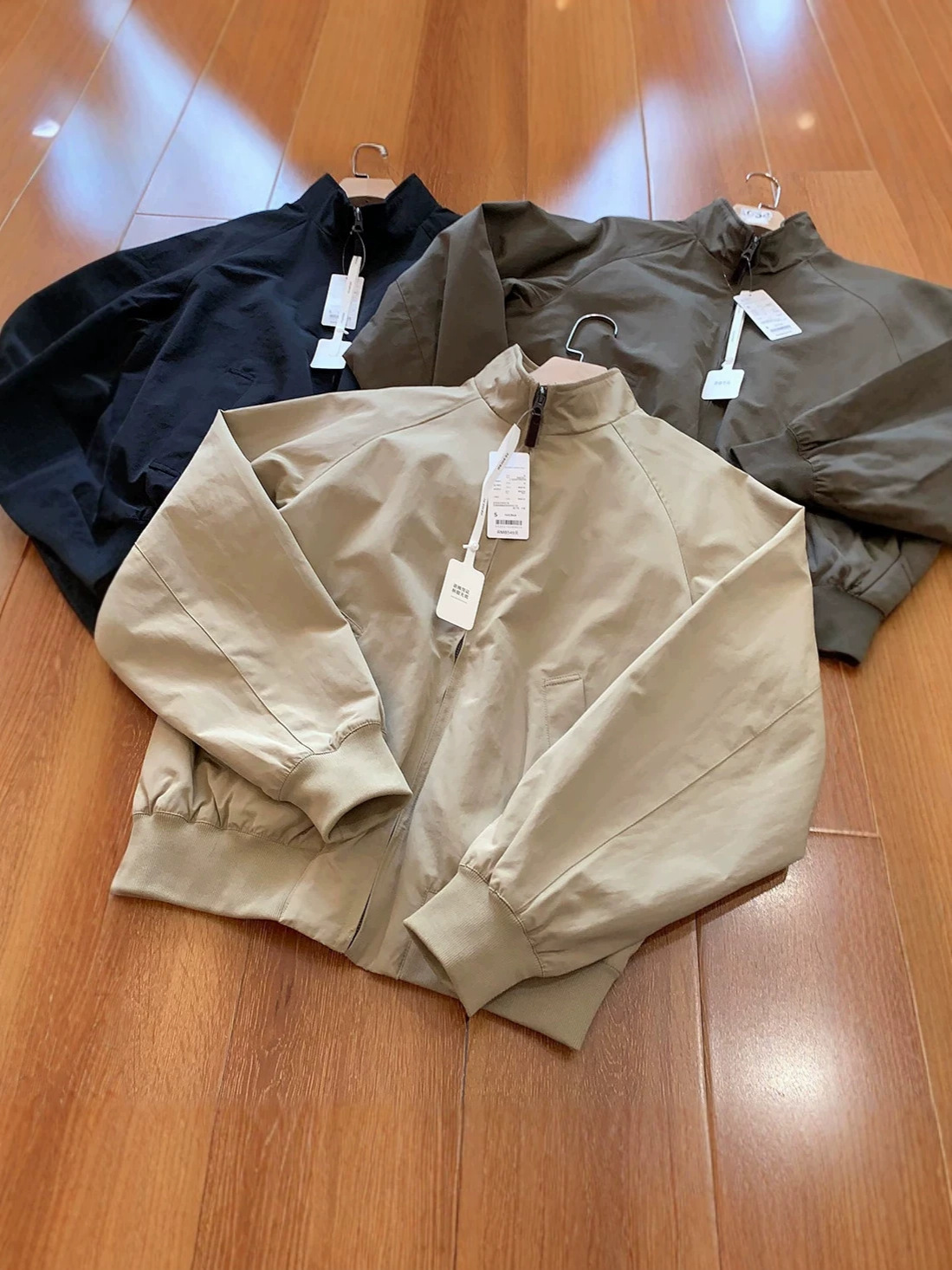 Kişi və qadın üçün Harrington ceket, dik yaxalı, fermuarlı