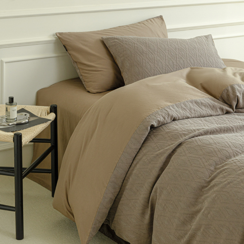 Cama de algodón de lana larga de Xinjiang de clase A de grado materno y infantil, cuatro piezas, 100% algodón único, 60 s, algodón teñido Jacquard, cubierta