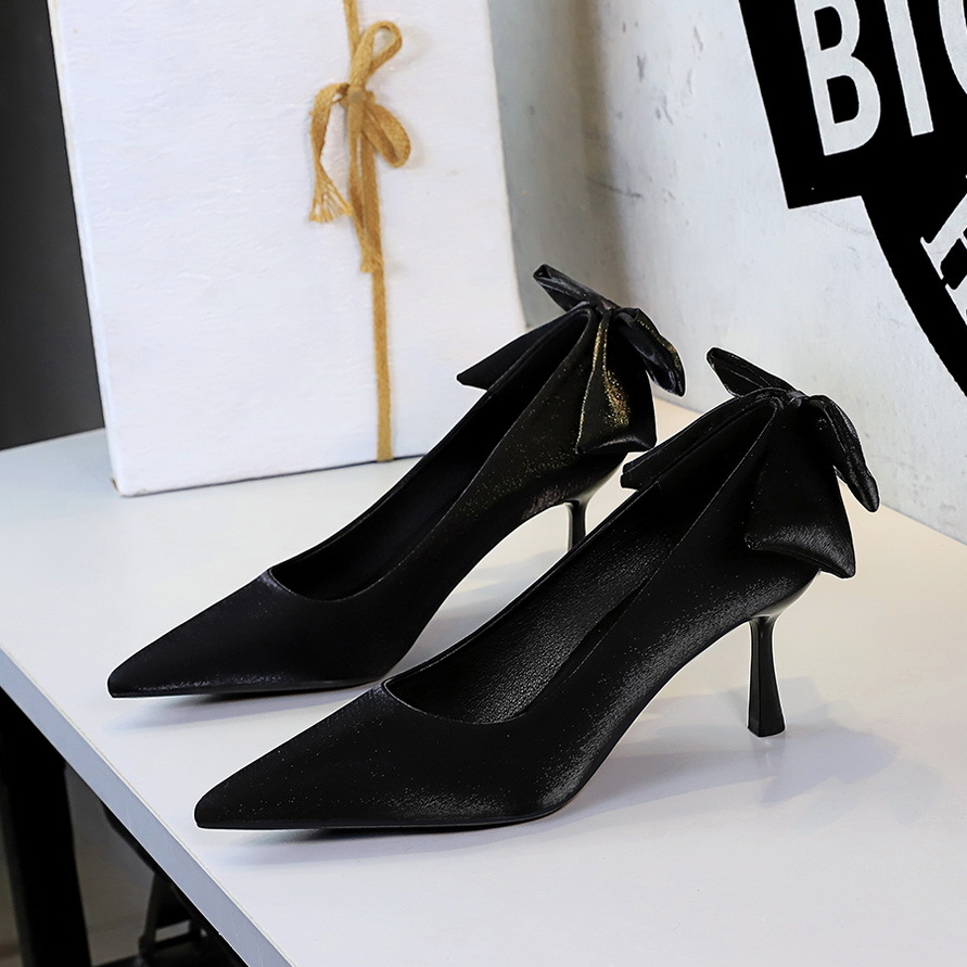 Elegante Satin Stilettos Für Damen Mit Schleife Und Spitzschuh_voghion.com