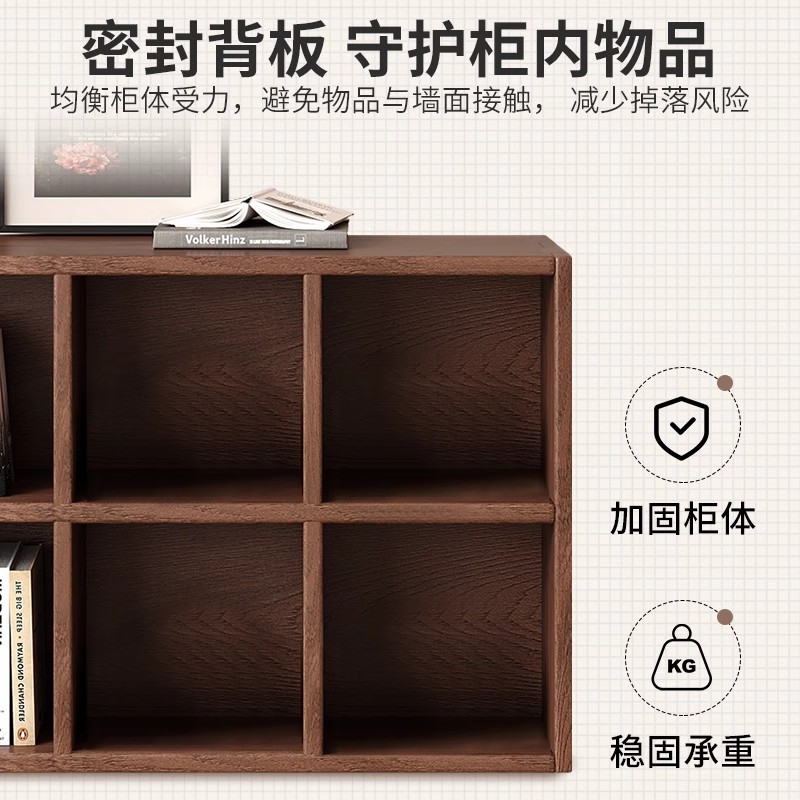 Escritorio de cabezal de cama, gabinete de libros de color nuez, gabinete de cuadrícula libre, gabinete de almacenamiento al lado de la cama