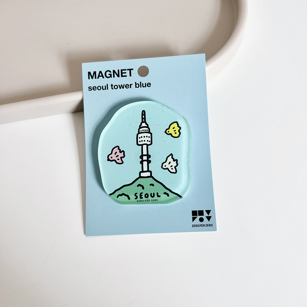 Corea del Sur zeroperzero familia ilustración de padres e hijos pegatinas de refrigerador acrílico imán magnético pegatinas de fotos