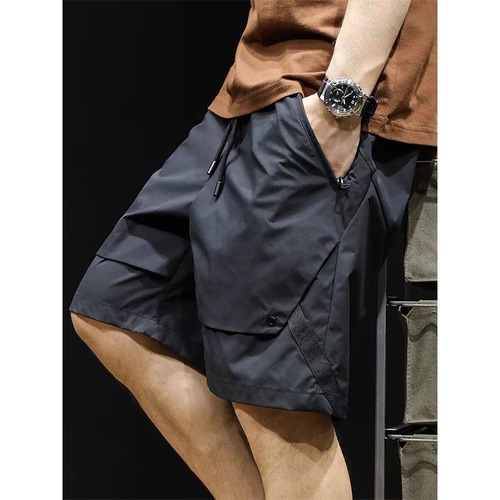 Men's Fashionable Straight Leg Medium Length Summer Thin Chiffon Shorts with 5-Finger Design