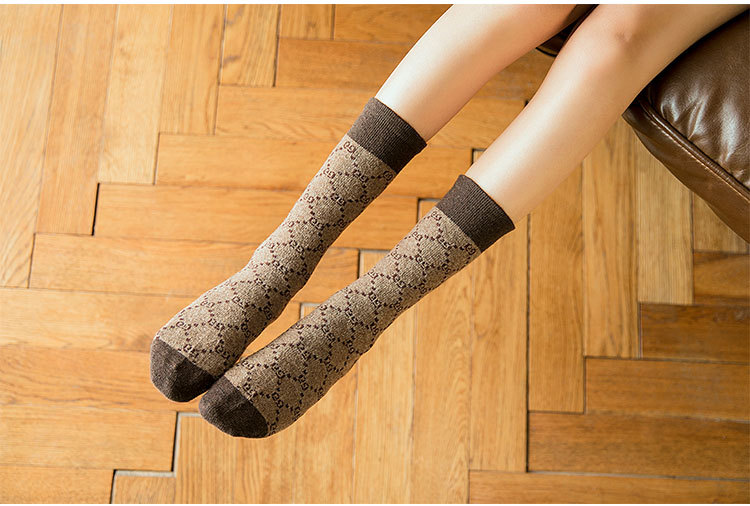 2PCS  Wool children's mid length ins trendy autumn and winter warmth letters, pile up socks, elder women's_voghion.com