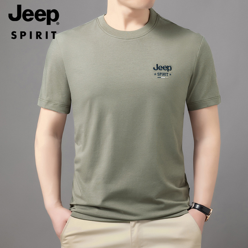 Áo thun nam tay ngắn cổ tròn mùa hè JEEP SPIRIT áo thun nam tay ngắn thời trang thêu hoa