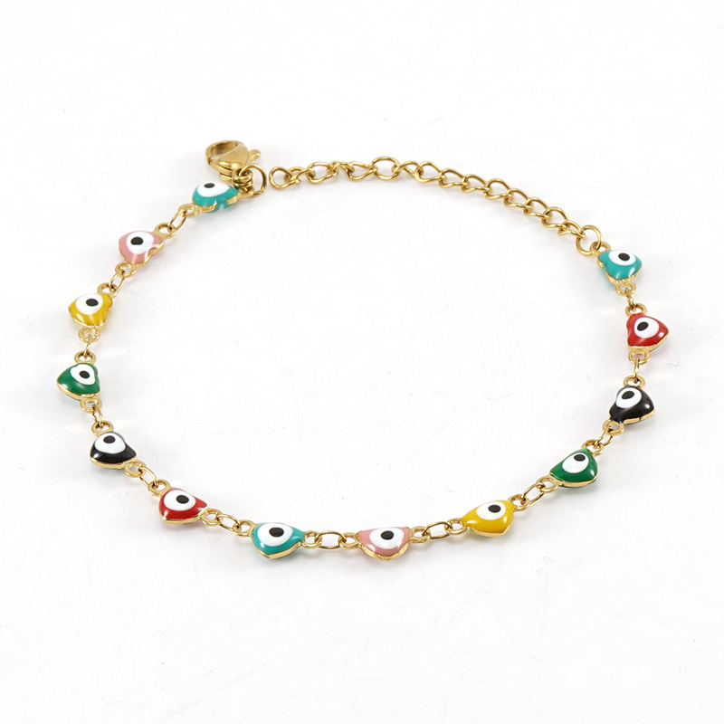 Fashion Heart Shape Titanium Steel Bracelets Enamel Stainless Steel Bracelets display picture 2