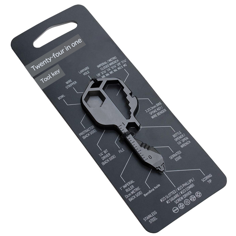 Multifuncional 24-en-1 llavero de acero inoxidable colgante de dibujos animados accesorios creativo simple abrebotellas herramienta al por mayor