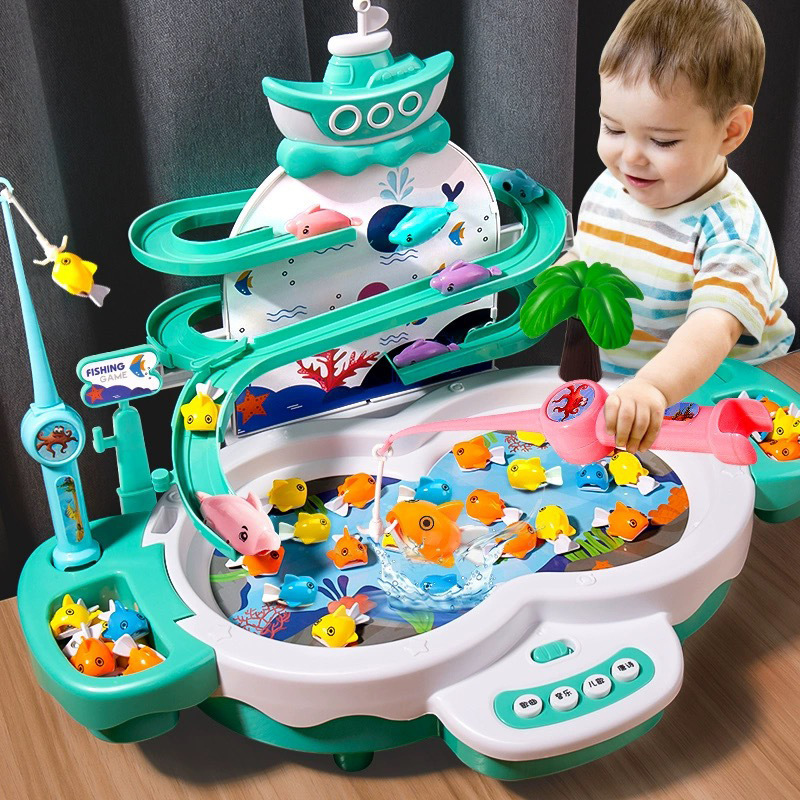 Children's Electric Fishing Toy Multi-Functional Track Magnetic Levitation Music Baby Educational Early Family Interactive Fishing Platform