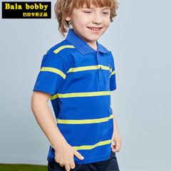 巴拉bala馬球衫夏童裝中大童翻領條紋短袖POLO衫男女童t恤