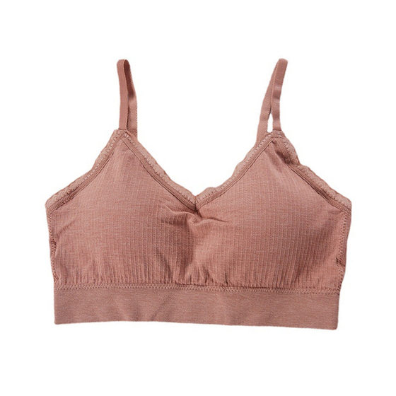 One-piece fixed Cup lace wrap breast tube top girl's underwear anti-light without steel ring gathered beautiful back big chest small