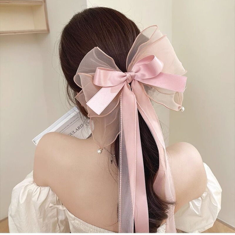 Extra Large Spring Clip Fabric for Women 2024 New High-End Hairpin for the Back of the Head Butterfly Headwear to Show Hair Volume