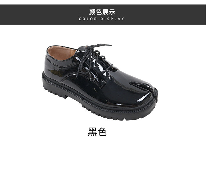 Giày Derby nữ mũi tròn chia ngón, quai ngang, đế dày tăng chiều cao gót 3–6 cm — đen chi tiết 4