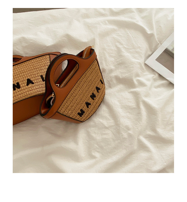 Women'S Gender Vacation Style Small Size Women's Small Summer Straw Letter Vacation Open Straw Bag