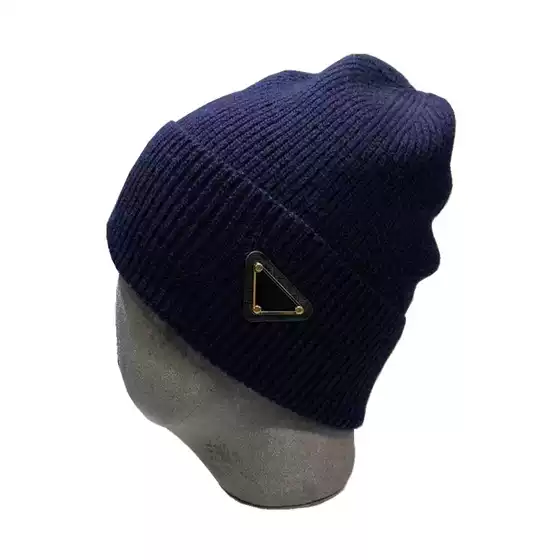 222# Rabbit Fur Hat Men's and Women's Triangle Standard Winter Warm Knitted Hat Foreign Trade Ear Protection Cold Hat All-match beanie