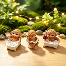 跨境新品Bathroom Monkey Decor可爱猴雕像装饰树脂工艺品摆件
