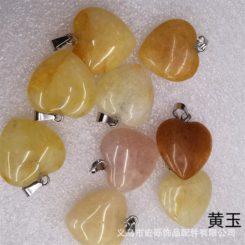 Natural cristal ágata Dongling Jade de doble cara en forma de corazón de amor colgante collar de accesorios de la joyería de la joya de la fábrica al por mayor