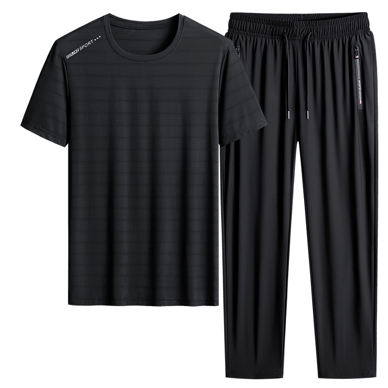 M - 8X set de hielo de verano camiseta hombre papá manga corta juego deportivo de mediana edad secado rápido juego de dos piezas