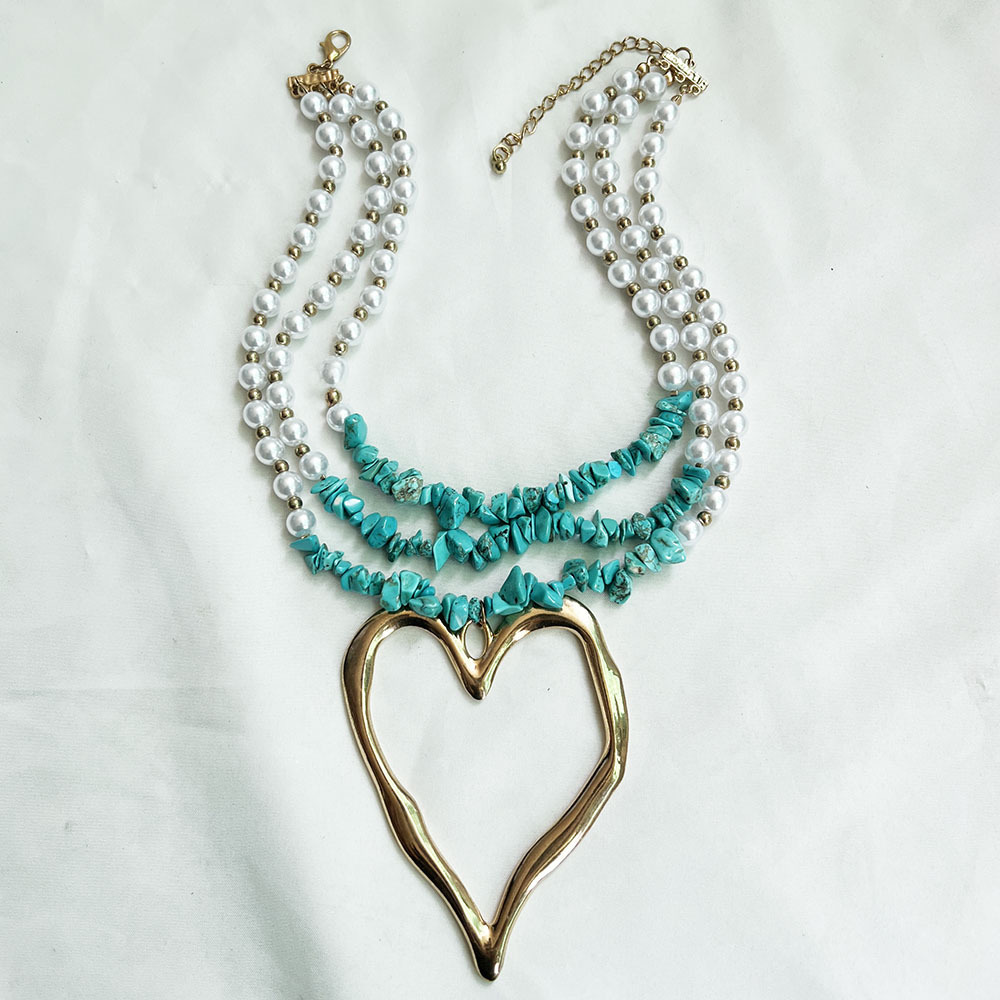 85g Weight Alloy Pendant Material Three Layer Necklace Classification Imitation Pearl Chain Material Beaded Chain Chain Type 1 Piece Quantity Casual, Party Occasion Imitation Pearl, Alloy Material Heart Shape Pattern Unisex Gender Exaggerated, Streetwear Style Exaggerated Streetwear Heart Shape Imitation Pearl Alloy Beaded Chain Statement Necklaces Wholesale 21
