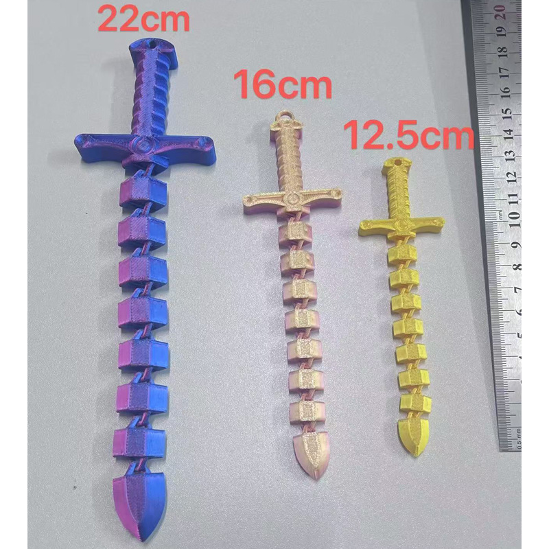 16cm-3D 프린팅 텔레스코픽 검과 채찍 [색상 랜덤]