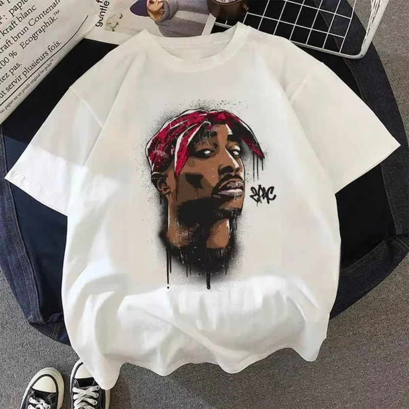 Tupac Top Tees Summer Cotton Top Men and Women 2Pac Setwear
