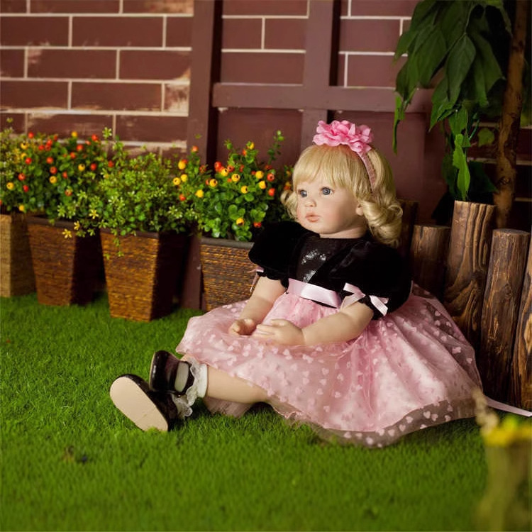 En stock reborn niño simulación linda princesa Pelo Largo muñeca regalo 60cm