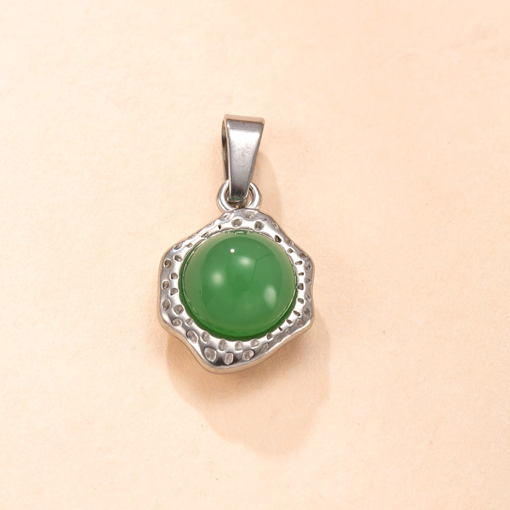 Colgante único Joyas transfronterizas de acero inoxidable Collar de piedra natural con incrustaciones irregulares en relieve Accesorios de bricolaje chapados en oro de lujo ligero de 18k