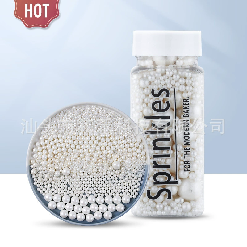 Бутылки, 130 г, белые сахарные бусины [белый жемчужный сахар] кремовые белые круглые бусины от производителя, оптовая продажа, украшение для торта, выпечка