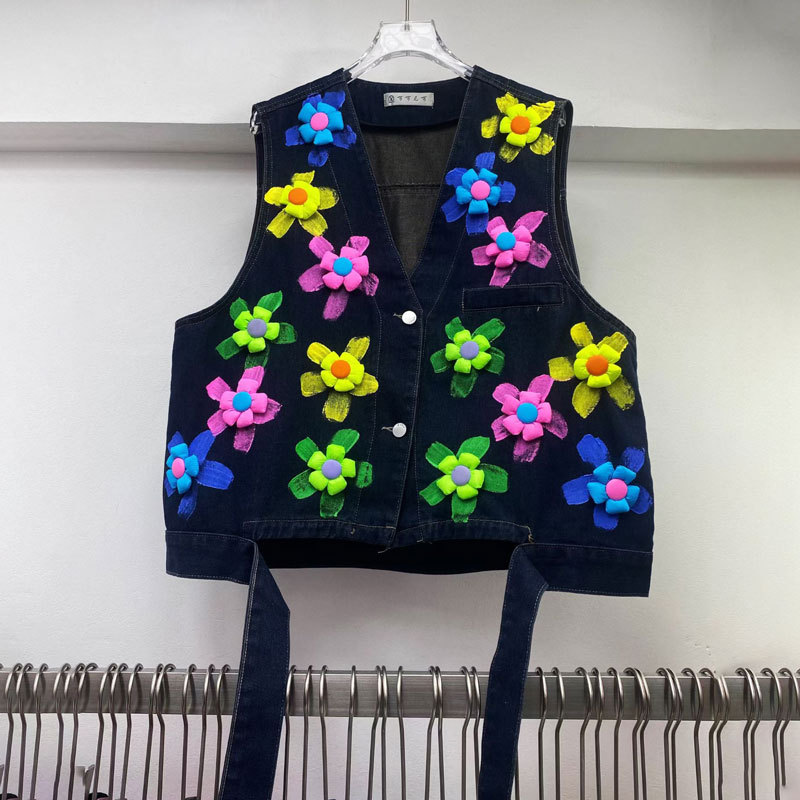 Diseño de primavera 2026 nuevo chaleco vaquero suelto mariposa chaleco de hombro casual moda delgado y la tendencia de la carne image 6
