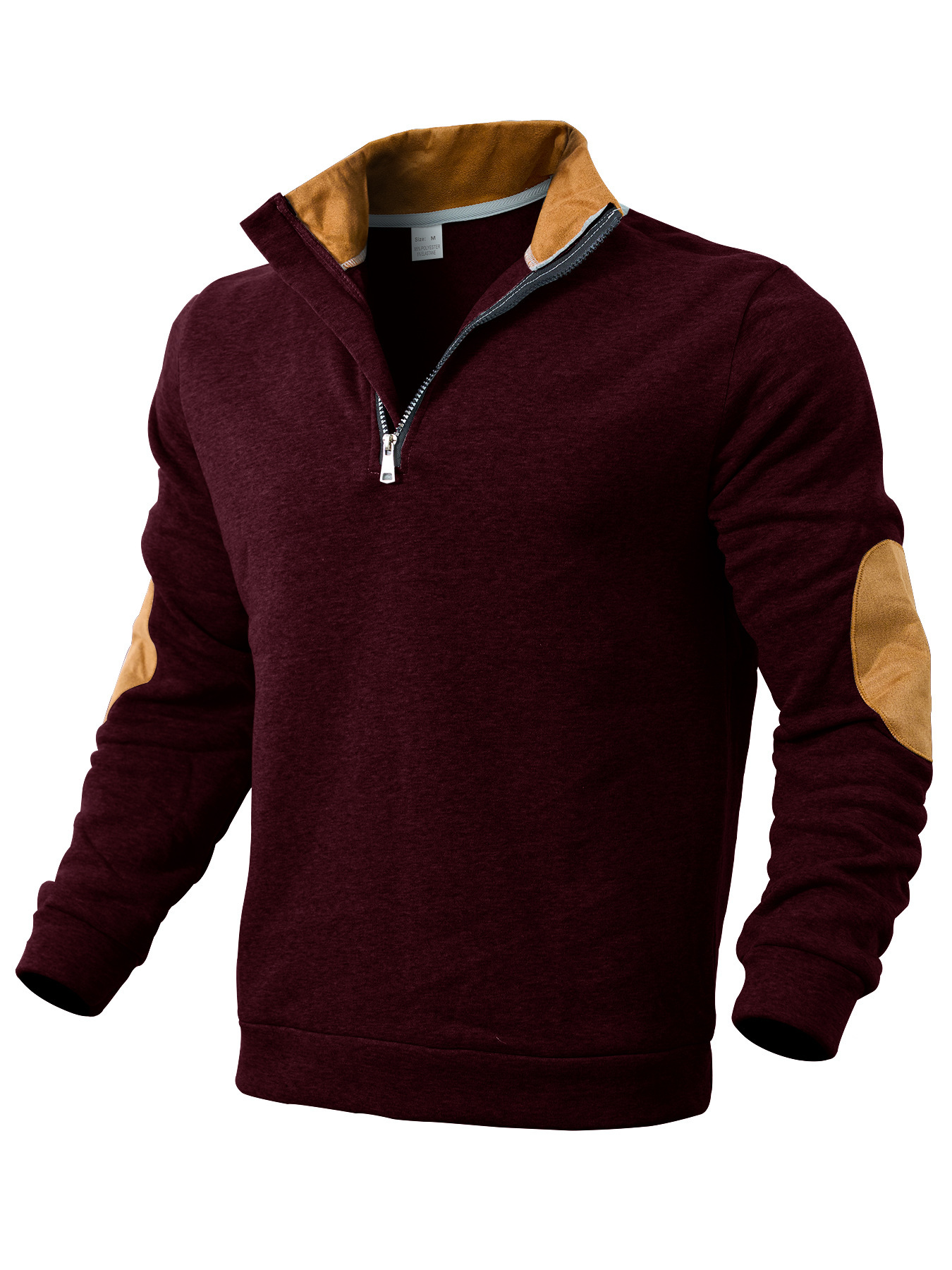 Embroidered Men's Hoodies With Stand Collar And Colour-block Style_voghion.com