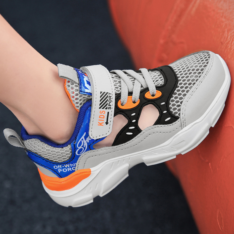 Children's sports shoes with holes for ventilation, new summer frame single mesh shoes for boys, cross-border trade light and durable children's shoes