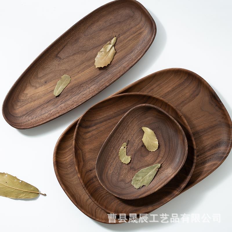 Bandeja de madera de forma especial de estilo americano en casa para hornear pan postre galleta Placa de exhibición de madera maciza bandeja de té de forma irregular