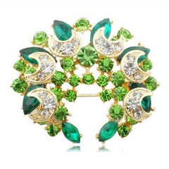 High-end Gift Korean Style Breast Flower Jewelry Water Diamond Crystal Moonlight Paulownia Flower Flower Ring Brooch Supply