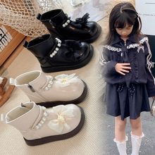 女童靴子儿童马丁短靴2025秋季新款小公主宝宝女孩皮靴蝴蝶结洋气