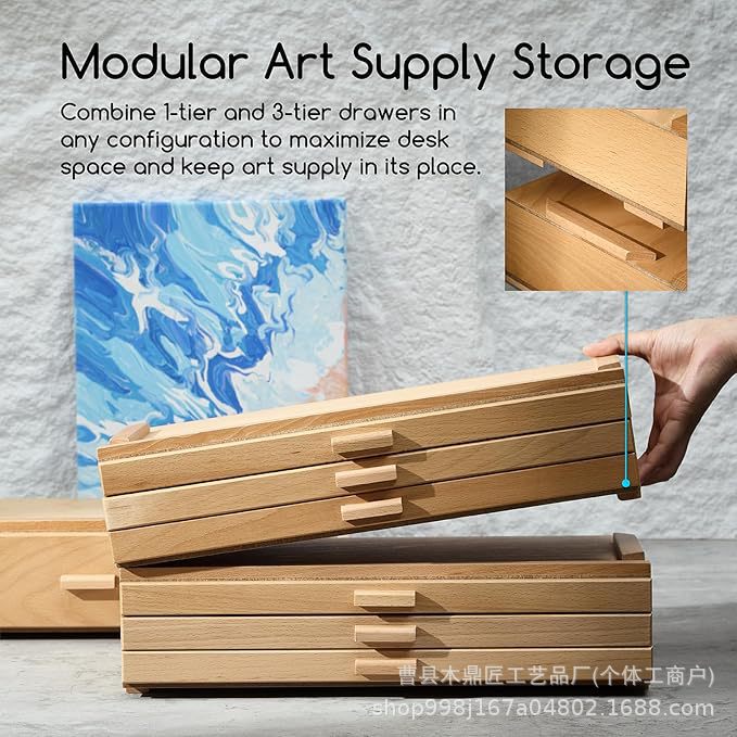 Wooden Pull-Out Oil Pastel Storage Box, Multi-Layer Pencil Storage Box, Art Student Outdoor Sketching Brush Organizer Box Wooden Pull-Out Oil Pastel Storage Box, Multi-Layer Pencil Storage Box, Art Student Outdoor Sketching Brush Organizer Box