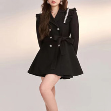 黑色小香风连衣裙女2024春秋季新款女装气质设计感小个子西装外套