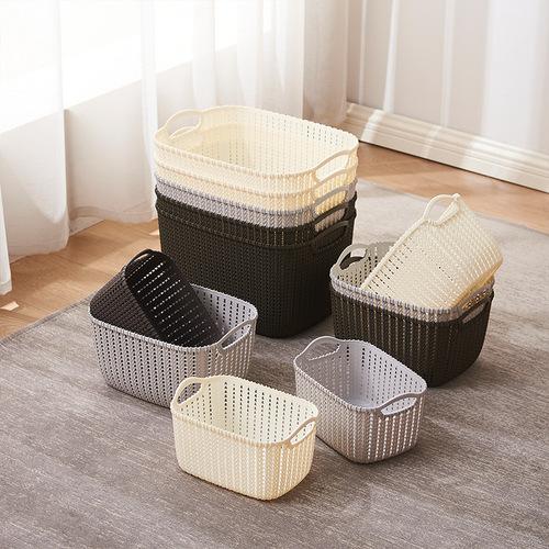 Storage basket plastic wardrobe storage box shower basket desktop imitation wicker dirty clothes basket toy basket carry-on storage basket